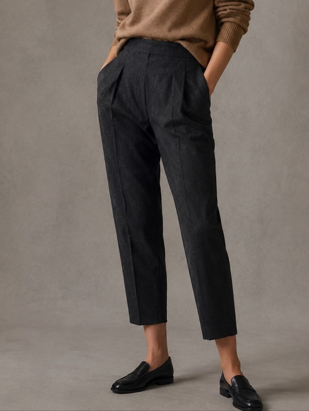 Vintage Anne Klein Gray Wool Women Pants Trousers Pleated Heritage Old Money